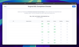 VASOL Completion Checker